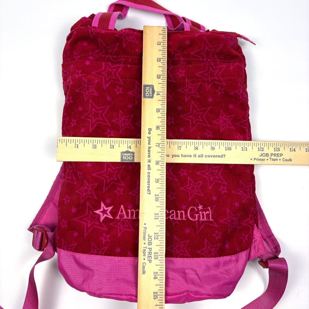 American Girl Corduroy Backpack Doll Carrier Berry/Pink Embroidered‎ Top Carry - Picture 4 of 16